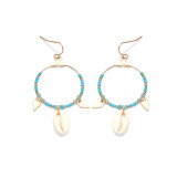 White shell rice beads crystal earrings