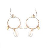 White shell rice beads crystal earrings