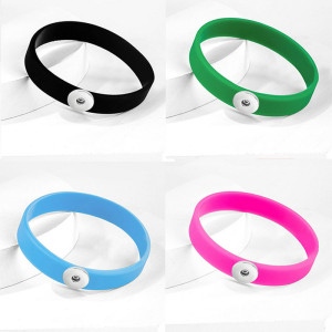 Silicone multi-color elastic bracelet fit 20mm snaps chunks  Silicone bracelet