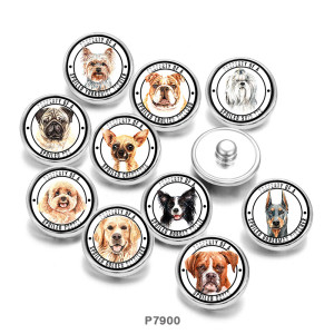 20MM  Dog  Print   glass  snaps buttons