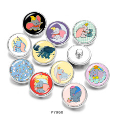 20MM  Elephant   Print   glass  snaps buttons