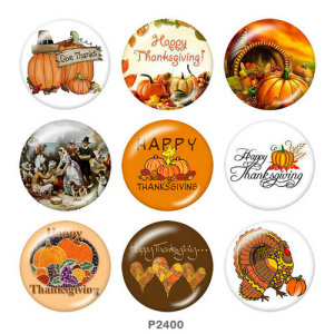 20MM  Thanksgiving   Print   glass  snaps buttons