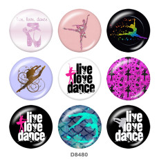 20MM  dance  Print   glass  snaps buttons