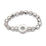 1 buttons Silver beads Elasticity  bracelet fit18&20MM  snaps jewelry