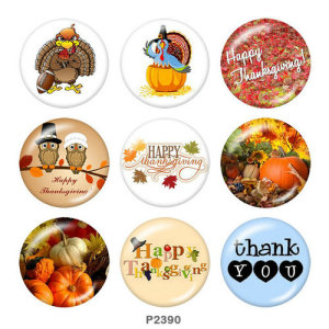 20MM  Thanksgiving   Print   glass  snaps buttons