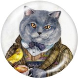 20MM  Cat  Print   glass  snaps buttons