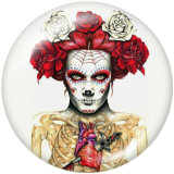 20MM  Halloween  girls death  skull  Print   glass  snaps buttons