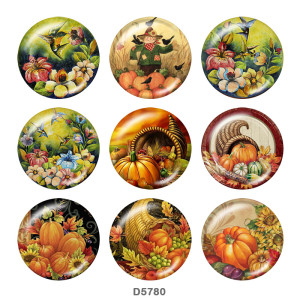 20MM  Halloween  Pumpkin  Print   glass  snaps buttons