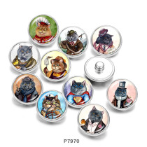 20MM  Cat  Print   glass  snaps buttons