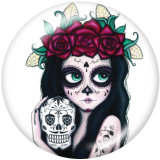 20MM  Halloween  girls death  skull  Print   glass  snaps buttons