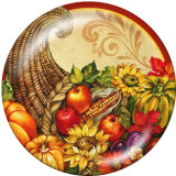 20MM  Thanksgiving   Print   glass  snaps buttons