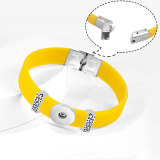 Love Stainless Steel Silicone Elastic Adjustable DIY Bracelet    Fit 20mm snaps chunks