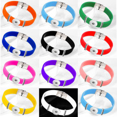 Stainless Steel Silicone Elastic Adjustable DIY Bracelet  fit 20mm snaps chunks
