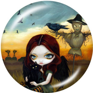 20MM Scarecrow  Halloween  Print   glass  snaps buttons