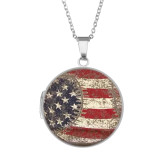 20 styles Stainless steel painted Phase box, chain length 60cm, diameter 2.7cm Flag american independence day sunflower flower