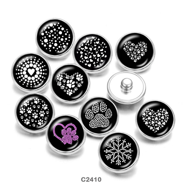 Painted metal snaps 20mm  charms  love  snowflake  Print