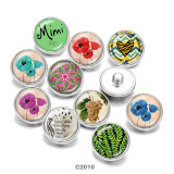 Painted metal snaps 20mm  charms  Mimi  Flower  Print