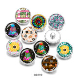 Painted metal snaps 20mm  charms  color  Flower  Print