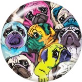 Painted metal snaps 20mm  charms  Dog  Print