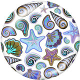Painted metal snaps 20mm  charms  Shell  Print    Beach