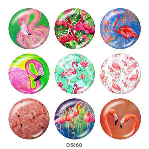 Painted metal snaps 20mm  charms  Flamingo  Print    LOVE