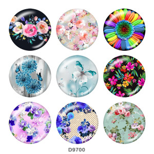 Painted metal snaps 20mm  charms  Pretty  Flower  Print