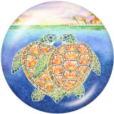 Painted metal snaps 20mm  charms  sea turtle   Print    Beach Ocean