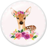 Painted metal snaps 20mm  charms  Deer  Print