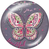 Painted metal snaps 20mm  charms  Butterfly  Wing  Print