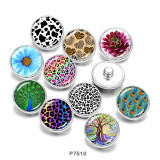 Painted metal snaps 20mm  charms Flower  Peacock  Print