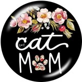 Painted metal snaps 20mm  charms  Cat  MOM  Print