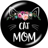 Painted metal snaps 20mm  charms  Cat  MOM  Print