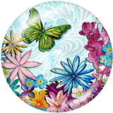 Painted metal snaps 20mm  charms  Flower  Butterfly  Print