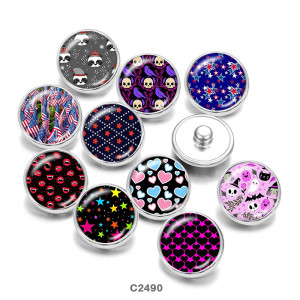 Painted metal snaps 20mm  charms   Pattern  Print