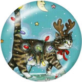 Painted metal snaps 20mm  charms  Christmas  Cat  Deer  Print   girl