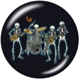 Painted metal snaps 20mm  charms  Music  skull  Print