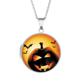 20 styles Stainless steel painted Phase box, chain length 60cm, diameter 2.7cm Halloween christmas