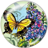 Painted metal snaps 20mm  charms  Flower  Butterfly  Print