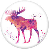 Painted metal snaps 20mm  charms  Deer  Print