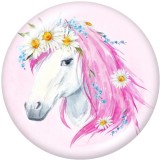 Painted metal snaps 20mm  charms  Unicorn  Print