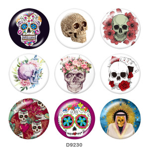 Painted metal snaps 20mm  charms Halloween  skull  Print