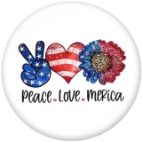 Painted metal snaps Independence Day 20mm  charms Peace Love  MOM USA  Print