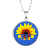 20 styles Stainless steel painted Phase box, chain length 60cm, diameter 2.7cm Baseball Mother's Day Alpaca Sunflower