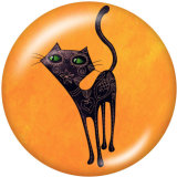 Painted metal snaps 20mm  charms Halloween  Cat  Print
