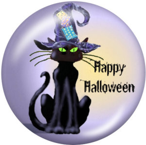 Painted metal snaps 20mm  charms Halloween  Cat  Print