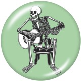 Painted metal snaps 20mm  charms  Music  skull  Print