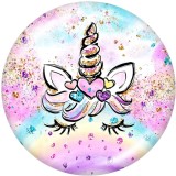 Painted metal snaps 20mm  charms  Unicorn  Print