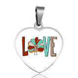 30MM Stainless Steel Painted Love Heart Shape Pendant 36 styles