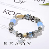 Natural stone owl ladies bracelet beaded bracelet