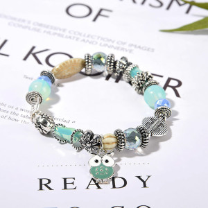 Natural stone owl ladies bracelet beaded bracelet